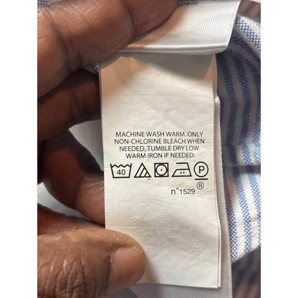 Ralph Lauren Mens Blue & White Striped Slim Fit Button-Down Shirt xl-Tg - Picture 12 of 12